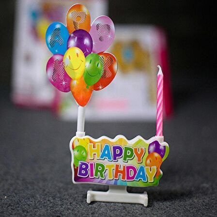 LED IŞIKLI PASTA MUMU MÜZİKLİ PASTA MUMU PİLLİ MUM DOĞUM GÜNÜ PASTA MUMU BALLOONS HAPPY BIRTHDAY CANDLES