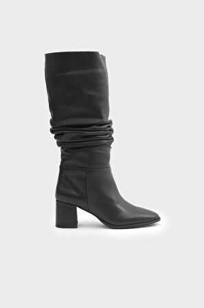 Hakiki Deri Fermuarsız Kadın Çizme