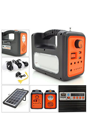 Güneş enerjili solar panelli radyolu+Bluetooth+mp3 ve telefon şarj özellikli solar kamp lambası