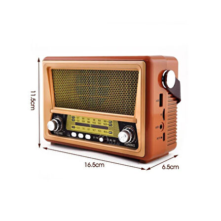 Vintage taşınabilir gerçek ahşap eskitme görünümlü nostajik radyo   Sw/Am/Fm radyo Retro
