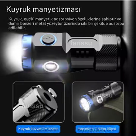 8x LED Yüksek Parlaklıkta Mini El Feneri – USB Şarjlı, Mıknatıslı ve Taşınabilir Çalışma Işığı