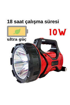 Ulatra güçlü uzun mesafeli 18 saat çalışma 10w ledli projektör el feneri