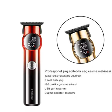 Dearling RF-101 Profesyonel Saç & Sakal Düzeltici – Turbo Güç, LCD Ekran