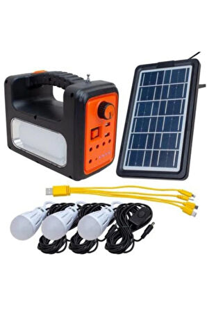Premium Rt-902 Güneş Enerjili Solar Şarjlı Bluetoothlu Mp3-radyolu Çadır Kamp Aydınlatma Fener Seti