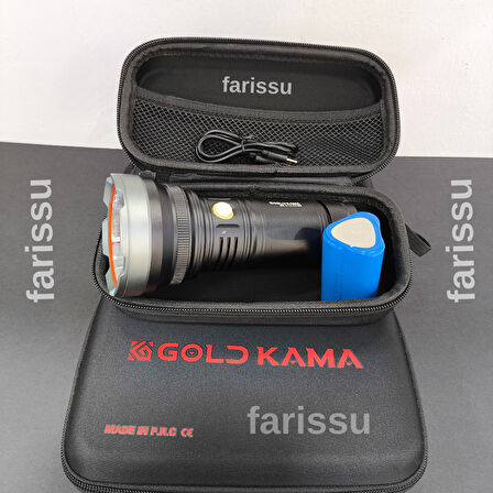 Goldkama 100W Şarjlı El Feneri – 3×18650 Pil, 8800 mAh, 1000m-1500m Menzil, Süper Güçlü LED