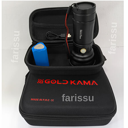 Goldkama 100W Şarjlı El Feneri – 3×18650 Pil, 8800 mAh, 1000m-1500m Menzil, Süper Güçlü LED