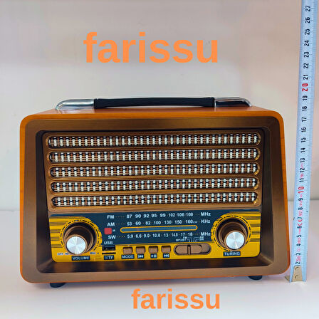 Gerçek Ahşap Eskitme Görünümlü RT-750 Nostaljik Müzik Kutusu – 3 Band Radyo / Bluetooth / USB