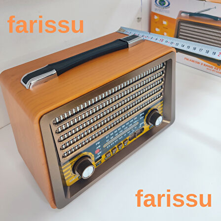 Gerçek Ahşap Eskitme Görünümlü RT-750 Nostaljik Müzik Kutusu – 3 Band Radyo / Bluetooth / USB