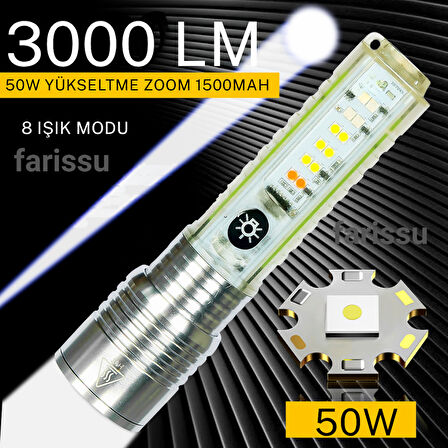Gold Orion OR-520A | Zoomlu Şarjlı El Feneri | 50W Zoom Gücü | 8 Mod | Manyetik | Tip-C Şarj