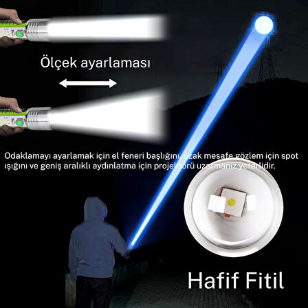 Gold Orion OR-520A | Zoomlu Şarjlı El Feneri | 50W Zoom Gücü | 8 Mod | Manyetik | Tip-C Şarj