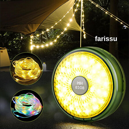 8 Fonksiyonlu 10 Metre RGB LED Kamp Lambası | Powerbank Özellikli, Type-C Şarjlı, Taşınabilir Işık Zinciri