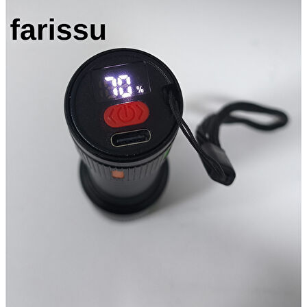 15 Watt Zoomlu Şarjlı El Feneri - Güçlü LED Işıklı, Taşınabilir ve Metal Dayanıklı