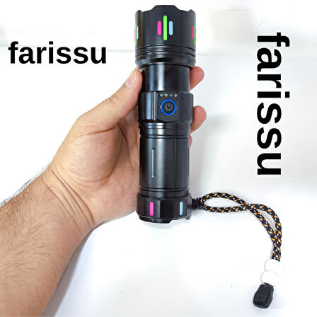 Şarjlı LED El Feneri | 100W | 12000 Lümen | 4500 mAh | Zoomlu – Type-C