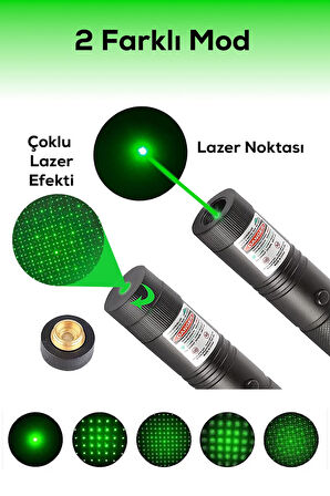 Turbo X Yeşil Şarjlı Lazer Pil Anahtar - Uzun Menzilli, Güçlü Ve Çoklu Işık Efektli Er