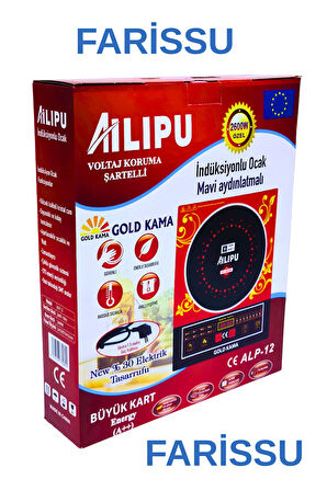 Alipu ALP-12 İndüksiyonlu Ocak – 2600W Güç | Mavi LED Aydınlatma | Voltaj Korumalı | Enerji Tasarruflu | Eli Yakmayan Yüzey