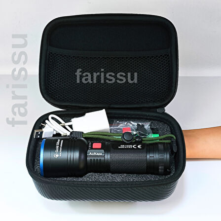GS-14300  Şarjlı Avcı Feneri | 30W 3000 Lümen | 8000 mAh Li-ion Batarya | Taşıma Çantalı