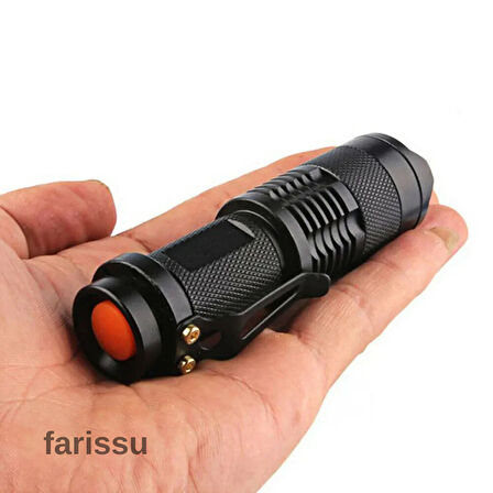 Taktik Tip Zoomlu El Feneri | 2 Adet 1900 mAh Pil + Şarj Cihazı | 3 Mod | Süper Parlak LED