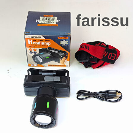 Şarjlı Kafa Lambası KX-1832 | 60W LED Zoomlu | 3000mAh | Kamp & Açık Hava Kullanımı