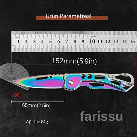 Alaska Gökkuşağı Renkli Çok Amaçlı Katlanır Çakı - Paslanmaz Çelik, Keskin ve Taşınabilir
