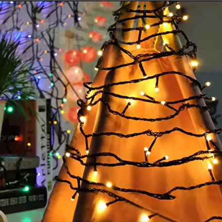 5 Metre 120 Ledli 8 Modlu Fişli Peri Led Işıklandırma - Gün Işığı Sarı Dekoratif Şerit Led