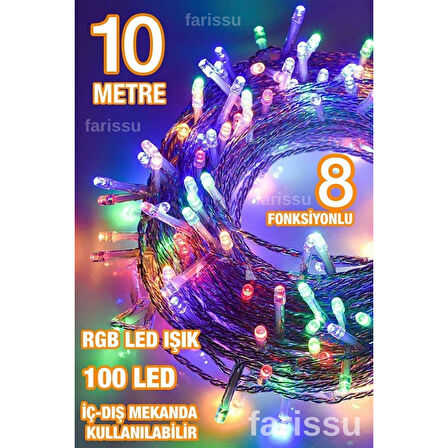 ALASKA 10 Metre RGB LED Peri Işıkları - 100 LED - 8 Fonksiyonlu (İç/Dış Mekan)