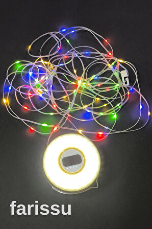 Güneş Enerjili Kamp Feneri ve 8 Metre 6 Modlu Renkli Peri LED Işık Seti | USB Şarjlı, Portatif ve Çok Fonksiyonlu