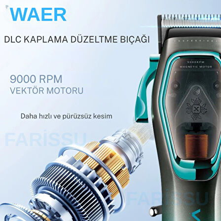 WAER WA-0222 Profesyonel 9000 RPM Manyetik Motorlu Saç Kesme Makinesi