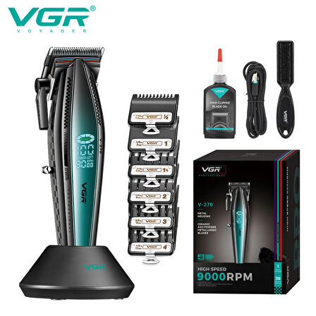 VGR V-270 Profesyonel Saç Kesme Makinesi, 9000 RPM Yüksek Hızlı Motor ve LED Ekran