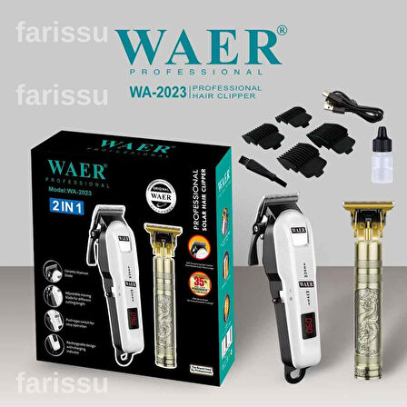 WAER PROFESSIONAL WA-2023 2'si 1 Arada Profesyonel Saç ve Sakal Kesme Makinesi Seti