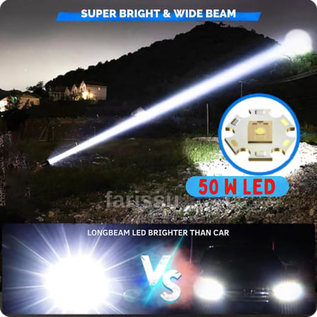 SMALL SUN 50W 5000 Lümen 26800 Model 8800 mah pil 1,5 ile 2 Km Menzilli 10 saat çalışma süresi