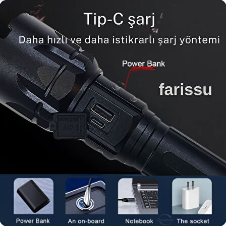 SMALL SUN SM-T288 80W 1000 Lümen 26800 Model 8800 mah pil 1 ile 1,5 Km Menzilli Şarjlı El Feneri