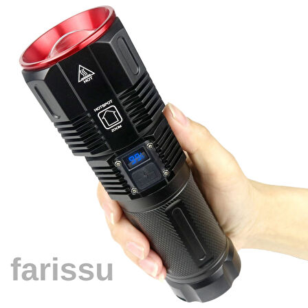 Small Sun SM-313 100W 1000 Lumen LED El Feneri - 1-1,5 KM Menzil, Ayarlanabilir Odak
