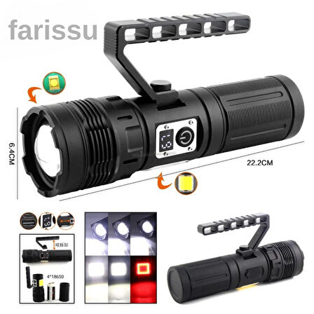 GK-S2303B Ultra Parlak Şarj Edilebilir El Feneri - 8000 Lümen, Çok Modlu, Powerbank Özellikli