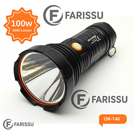 OR-T40 100W 5000 Lümen Şarj Edilebilir LED El Feneri - Yüksek Performans ve Uzun Çalışma Süresi