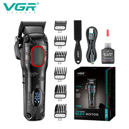 VGR V-016 BLDC Motor 7000RPM berber erkekler için şarj edilebilir profesyonel saç kesme makinesi