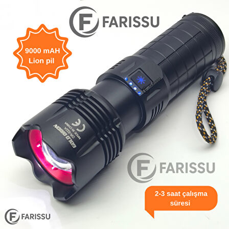 OR-522A Şarj Edilebilir Çok Fonksiyonlu LED El Feneri - 100W, 5000 Lümen, 9000 mAh