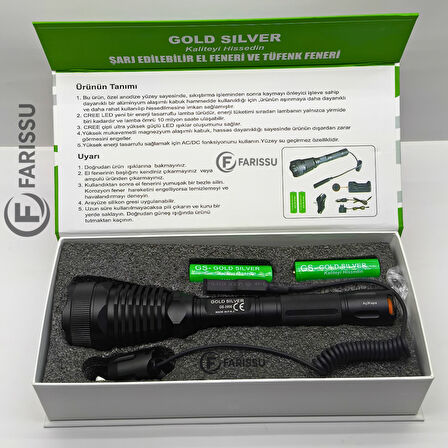 GOLD SILVER GS-2800 Profesyonel Şarj Edilebilir El Feneri ve Tüfek Feneri