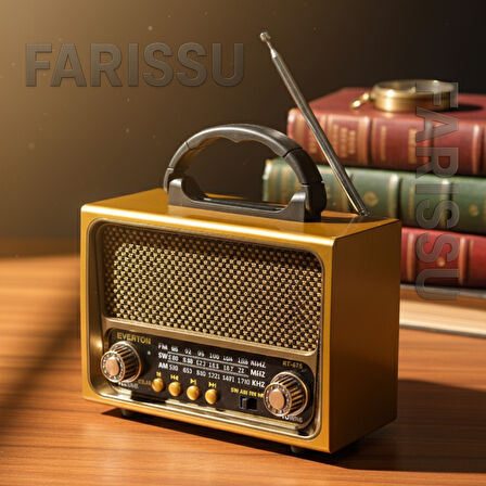 RT-675 Retro Tasarımlı Dünya Alıcısı FM/AM/SW 3 Bant Radyo, Bluetooth Hoparlör, USB/TF MP3