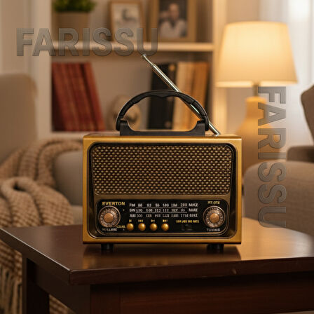RT-675 Retro Tasarımlı Dünya Alıcısı FM/AM/SW 3 Bant Radyo, Bluetooth Hoparlör, USB/TF MP3