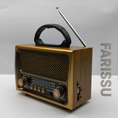 RT-675 Retro Tasarımlı Dünya Alıcısı FM/AM/SW 3 Bant Radyo, Bluetooth Hoparlör, USB/TF MP3
