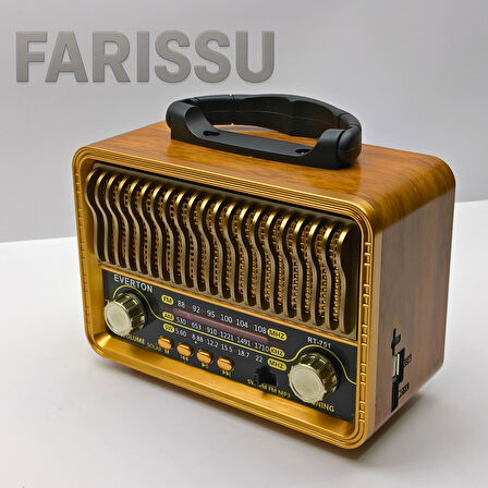 Everton RT-751 Nostaljik Tasarımlı Bluetooth/Solar/USB/TF Kart Destekli AM/FM/SW