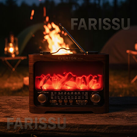 RT-733 Şömine Görünümlü Nostaljik Bluetoothlu Radyo - USB/TF/MP3 Destekli Şarjlı Müzik Kutusu