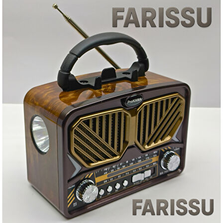 Taşınabilir Güneş Panelli Nostaljik Radyo Işıldaklı FM/AM/SW Desteği USB/TF Kart Girişli
