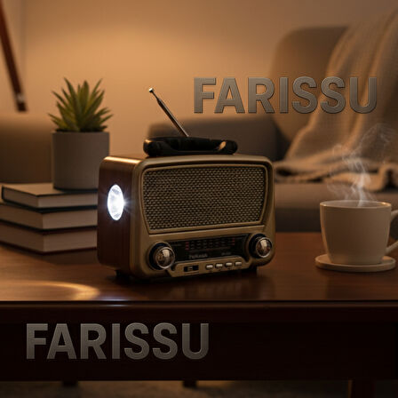 BK-330 Retro Güneş Enerjili (Solar) Radyo, Taşınabilir MP3 Oynatıcı, FM/AM/SW Radyo ve Fener