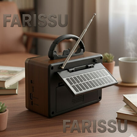 BK-7050BTS Nostaljik Solar Radyo | AM/FM/SW 3 Bant | Bluetooth, USB/TF Müzik Destekli | El Fenerli