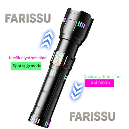 OR-W518 Ultra Güçlü Beyaz Lazer LED El Feneri | 100W, 6000 Lümen, 2 KM Zoom Menzil Powerbank Özellikli