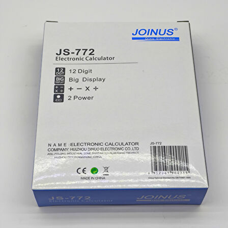 JOINUS JS-772 12 Haneli Büyük Ekranlı İki Yönlü Güç Kaynaklı Elektronik Hesap Makinesi