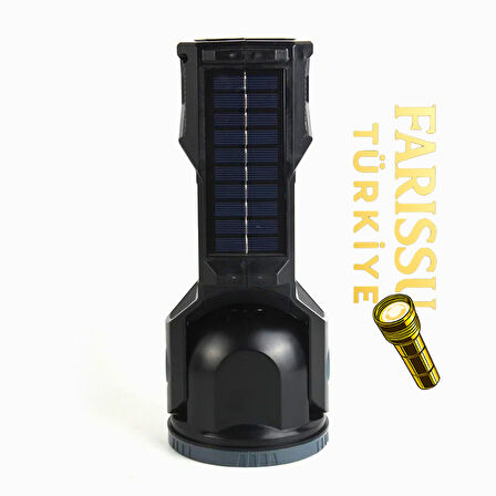 Güneş Enerjili P50 LED 180° Dönebilen Başlıklı Powerbank'li Profesyonel El Feneri & Projektör (6600mAh)