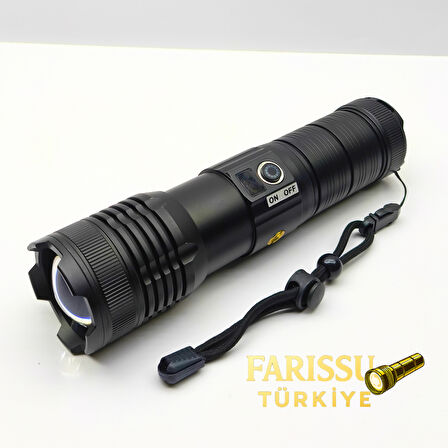 GK9595 100W Lazer LED Profesyonel El Feneri - 7200mAh Powerbank Özellikli, 2200m Menzil, Zoomlu