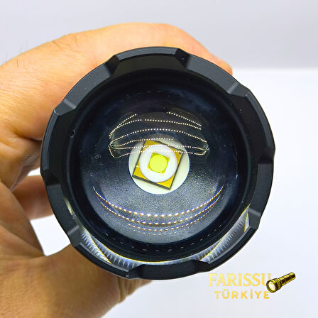 GK9595 100W Lazer LED Profesyonel El Feneri - 7200mAh Powerbank Özellikli, 2200m Menzil, Zoomlu